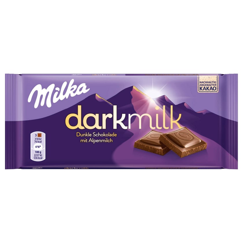 Milka darkmilk Schokolade Dunkle Alpenmilch 85g